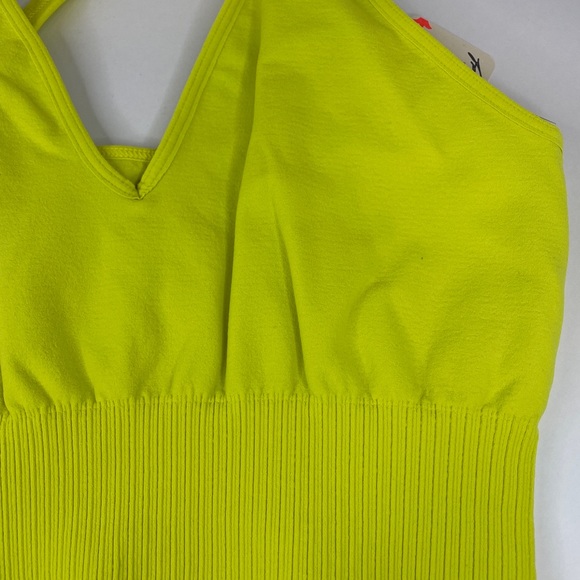 Free People Good Karma Vintage Style Crop Activewear Sports Bra Top Canary - Picture 3 of 7